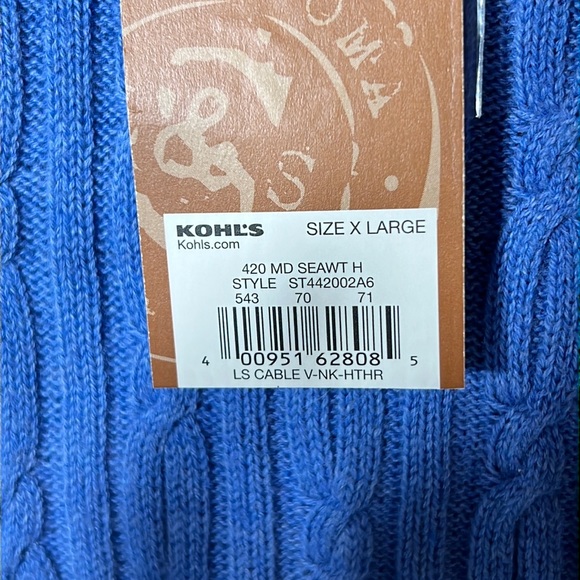 Sonoma long sleeve cable v-neck sweater size XL - Picture 6 of 10